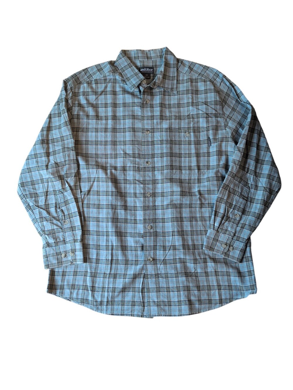 Woolrich Chambrey Shirt, Button Down, Plaid 100% Cotton, Men's Large